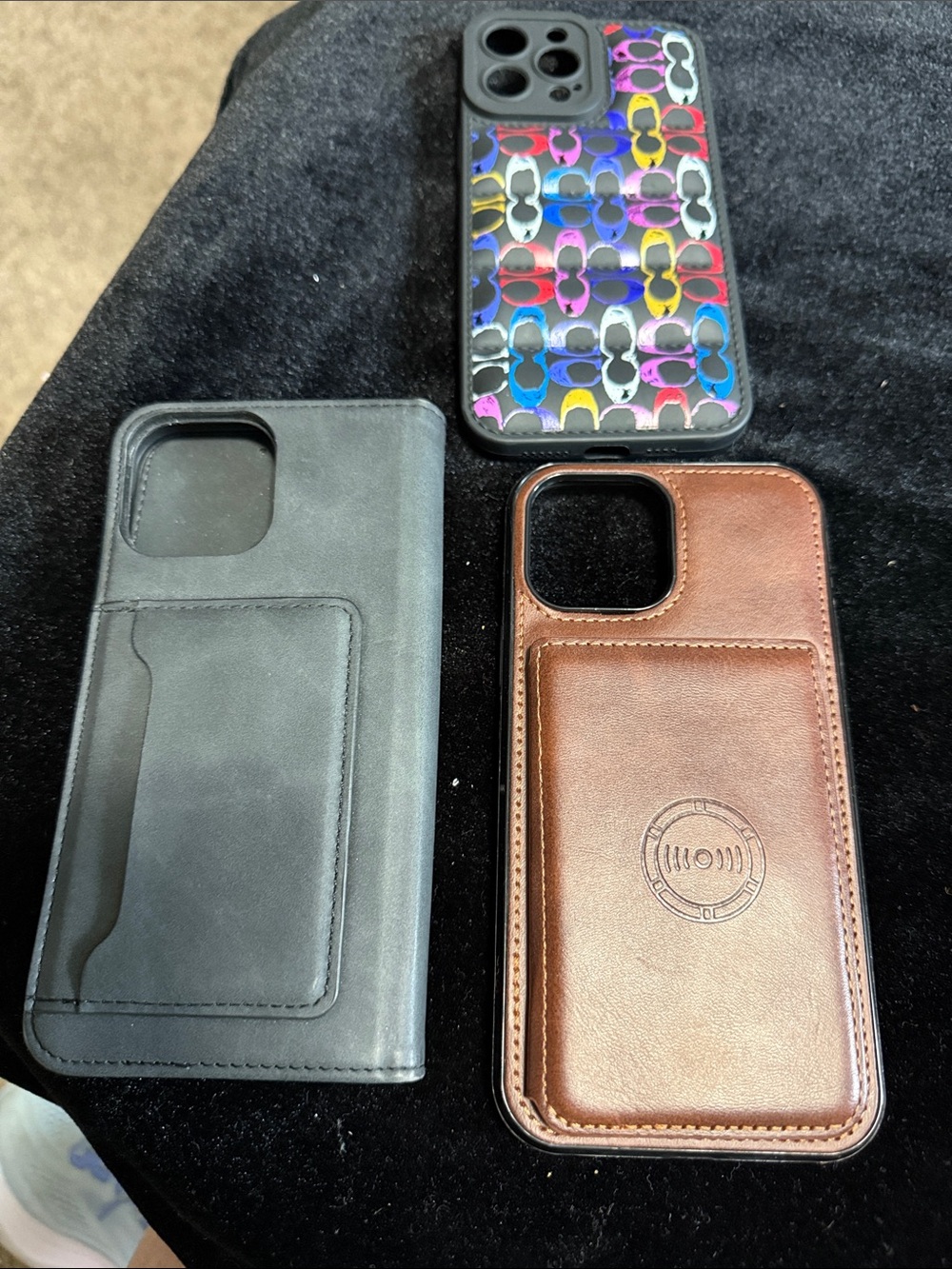 Phone Wallet Case with Card Slot - Black, Brown, Multicolor. 13 pro max
